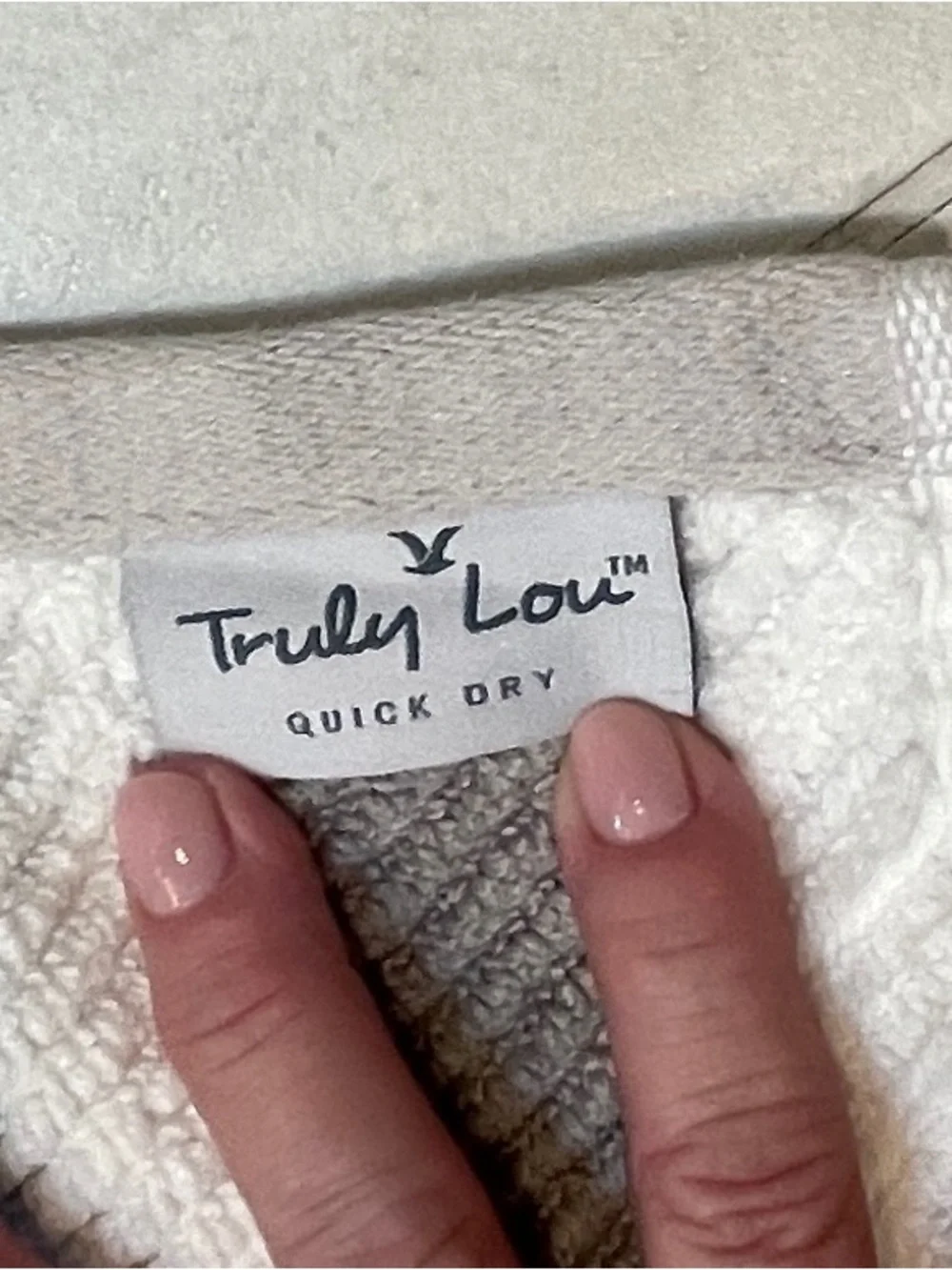 Truly Lou Quick Dry 100% Striped Towels - Gray, White, Teal and Taupe set of 3